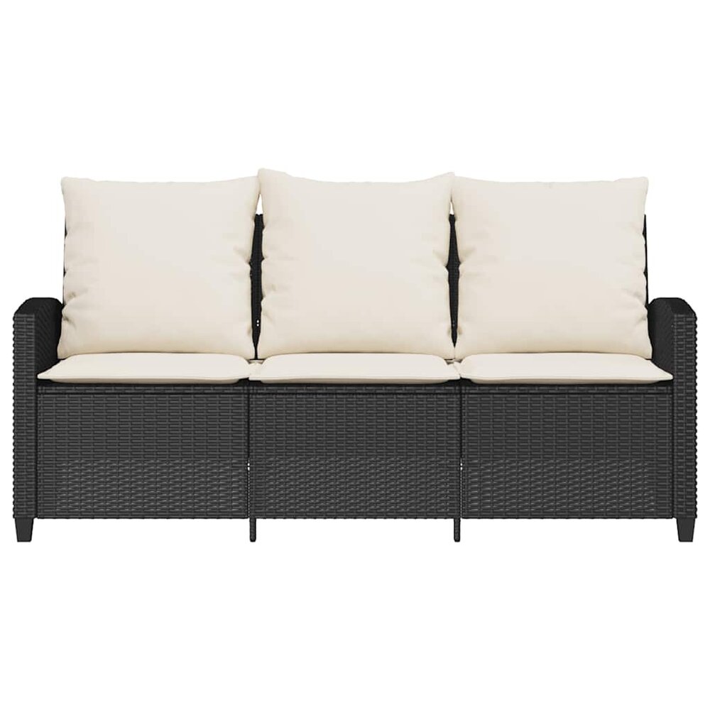 Tuinbank Calipso 3-zits met kussens &amp; tafel poly rattan zwart