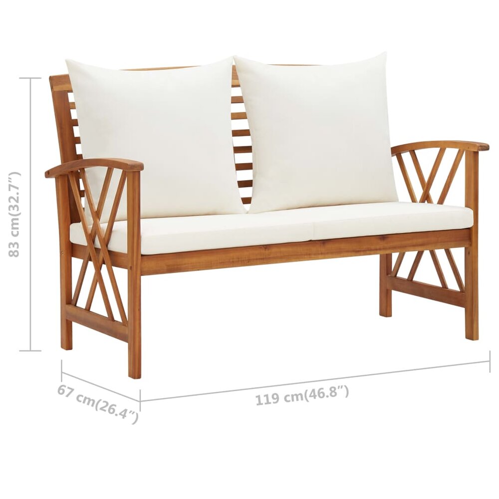 Tuinbank Multatuli met kussens 119 cm massief acaciahout