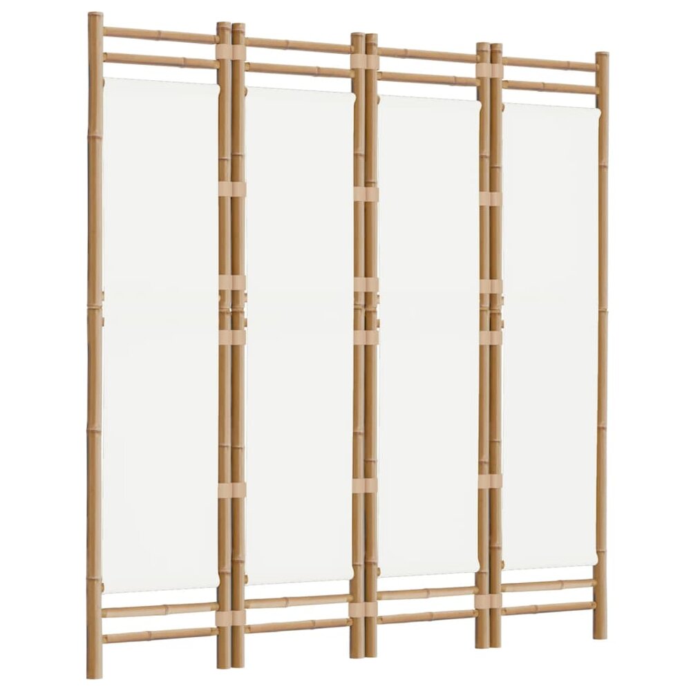 Kamerscherm Linda 4-panelen inklapbaar 160 cm bamboe en canvas