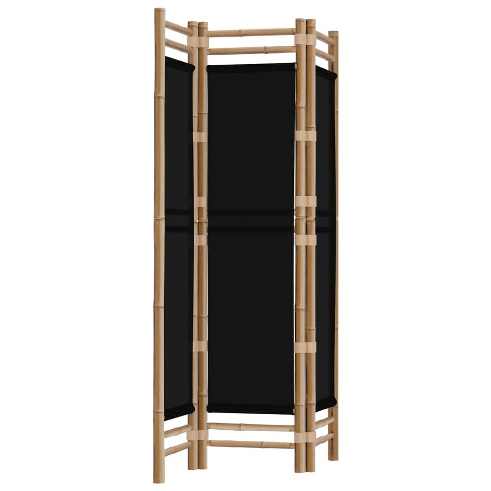 Kamerscherm Linda zwart 3-panelen 120 cm bamboe en canvas