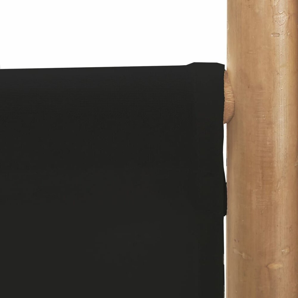 Kamerscherm Linda zwart 3-panelen 120 cm bamboe en canvas