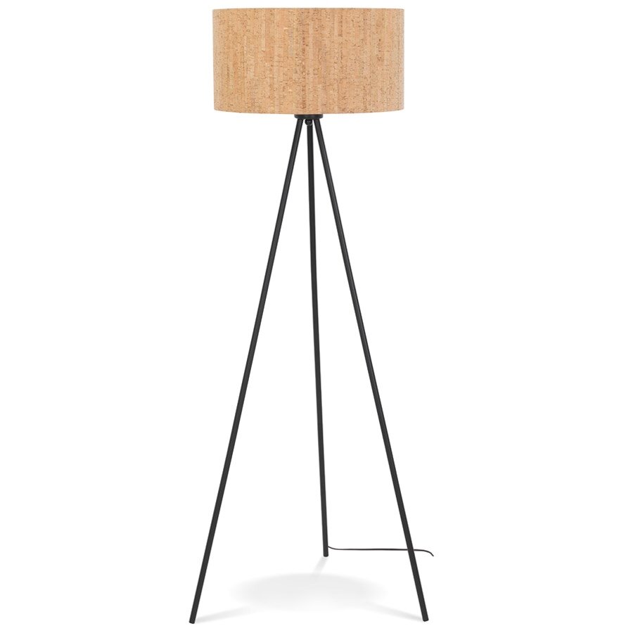 Driepoot vloerlamp &#039;ANTONIO&#039; met kurk en metaal