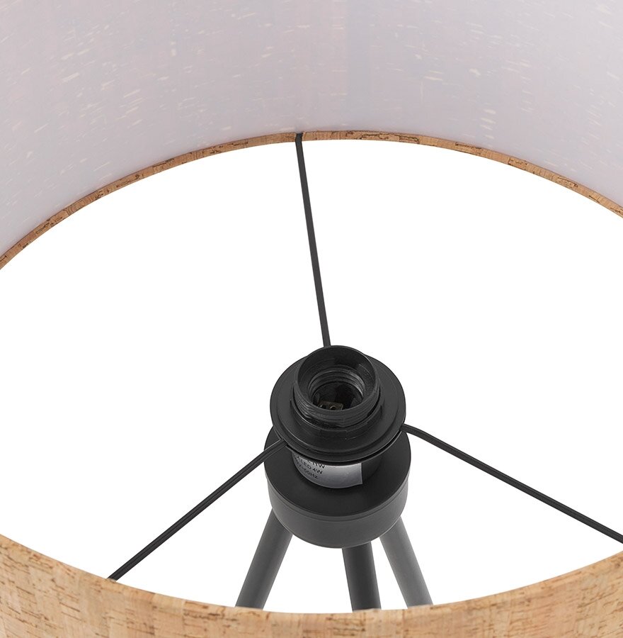 Driepoot vloerlamp &#039;ANTONIO&#039; met kurk en metaal