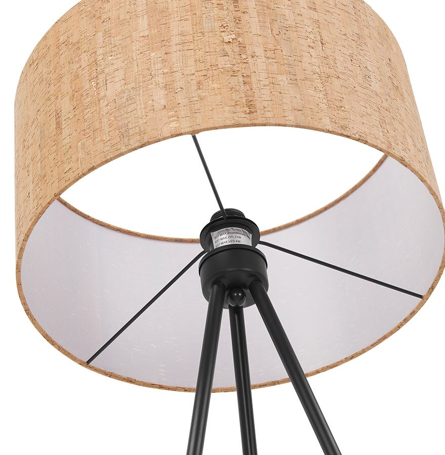 Driepoot vloerlamp &#039;ANTONIO&#039; met kurk en metaal