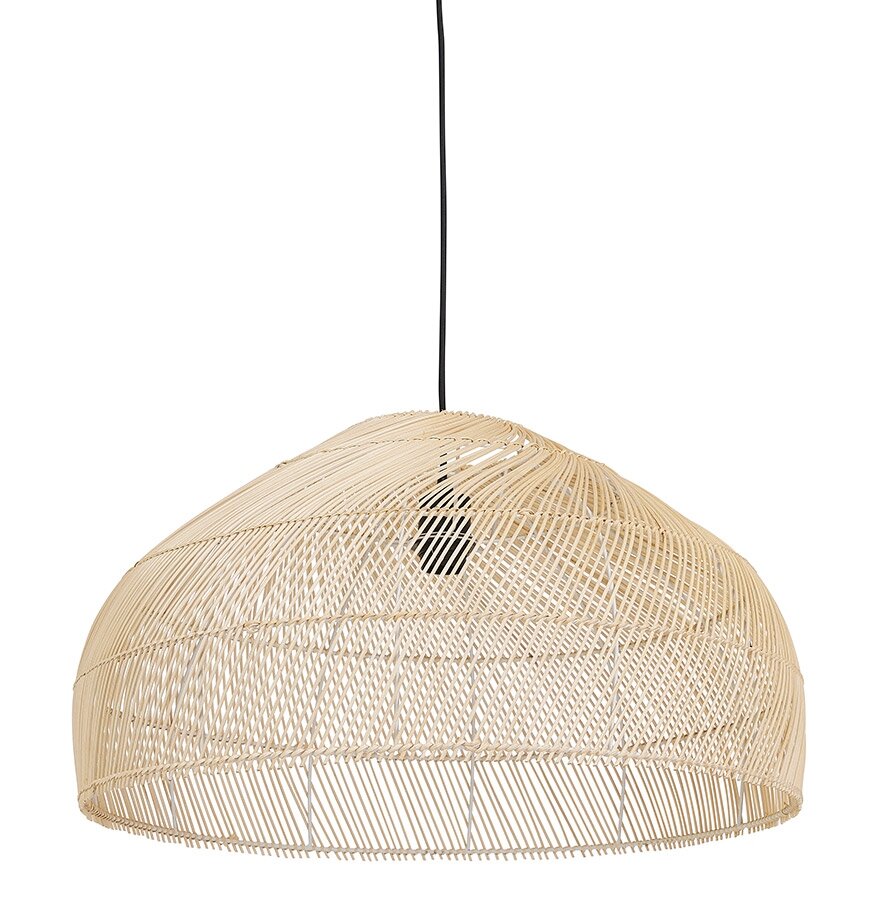 Hanglamp Canul rond 60cm van natuurlijk gevlochten rotan
