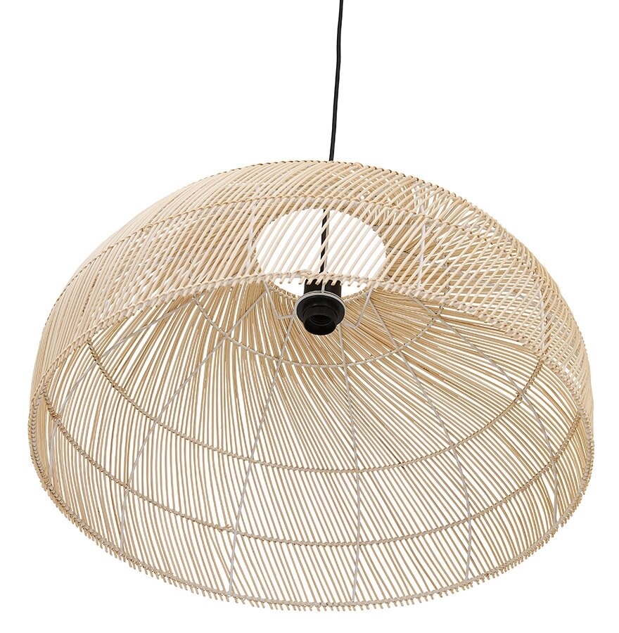 Hanglamp Canul rond 60cm van natuurlijk gevlochten rotan