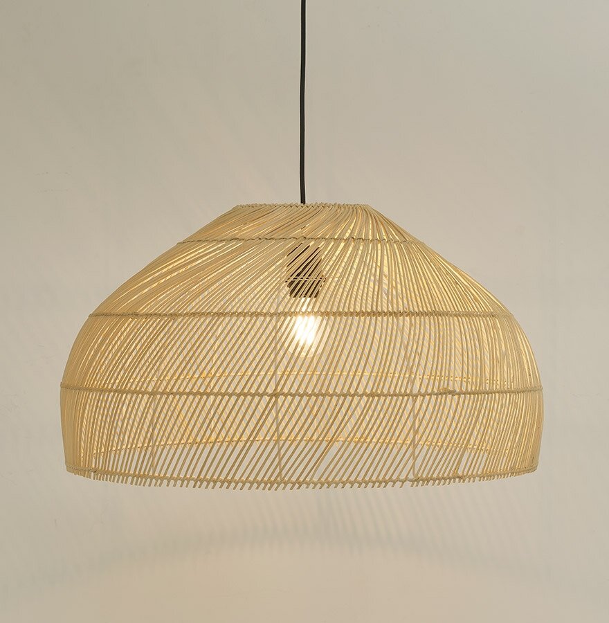 Hanglamp Canul rond 60cm van natuurlijk gevlochten rotan