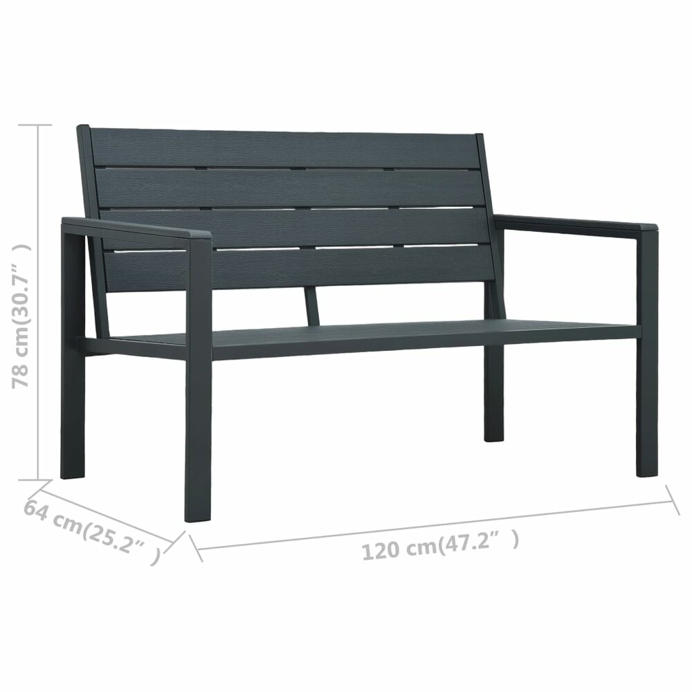 Tuinbank Trix hout-look 120 cm HDPE grijs