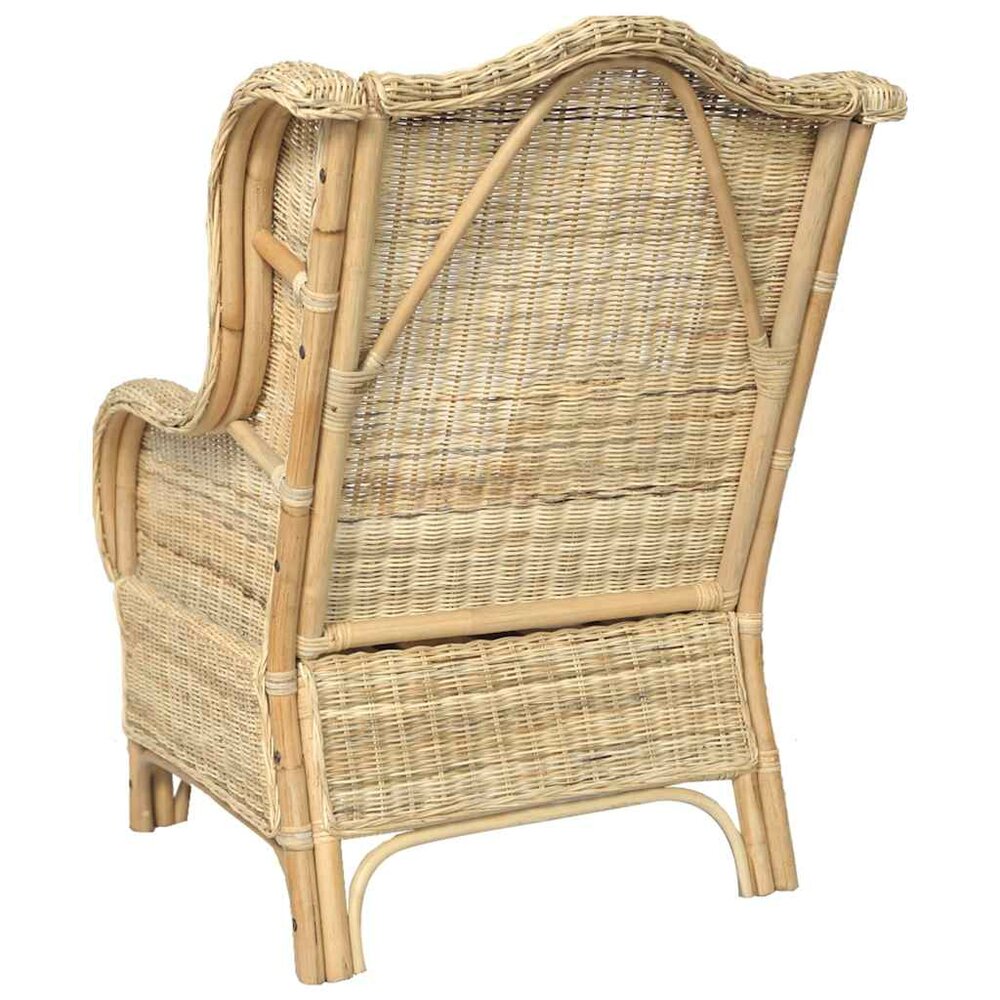 Fauteuil Romano met kussen natuurlijk rattan en linnen