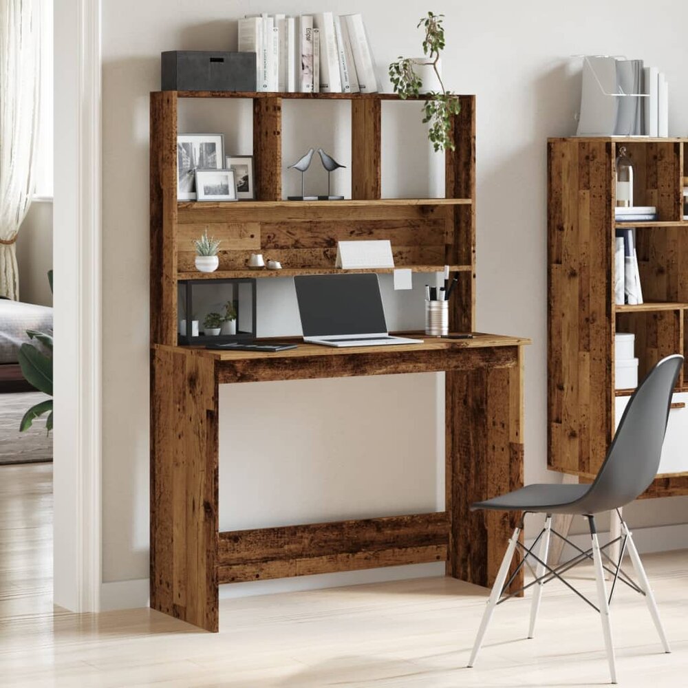 Bureau met schappen 102x45x148 cm houtkleurig