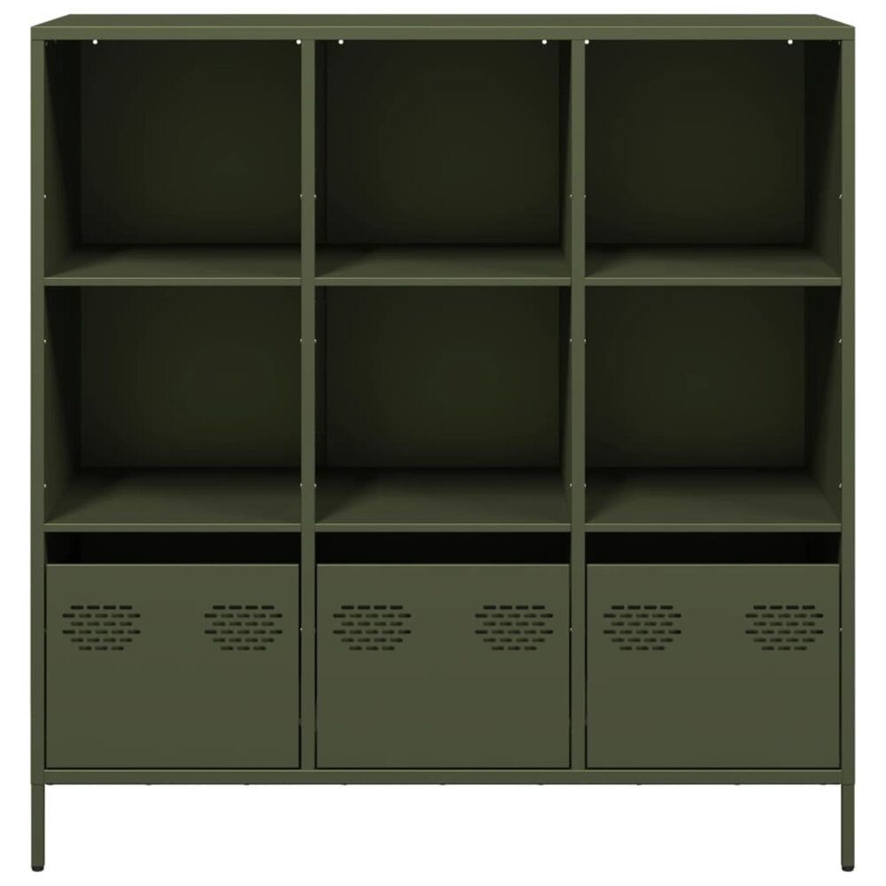Kast 101x39x103 cm staal olijfgroen met vakken en lades