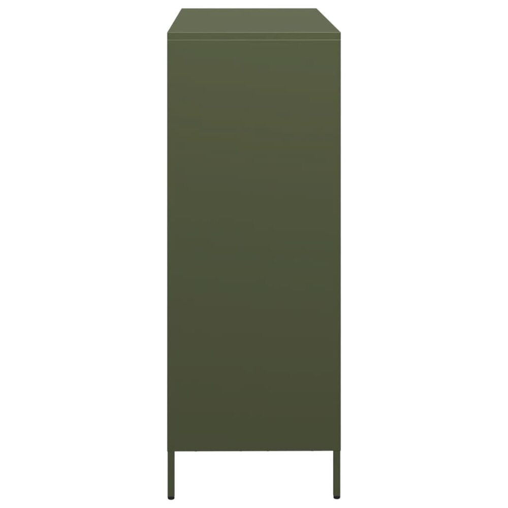 Kast 101x39x103 cm staal olijfgroen met vakken en lades