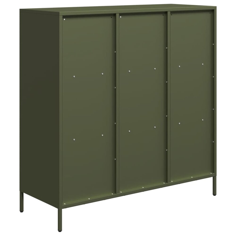 Kast 101x39x103 cm staal olijfgroen met vakken en lades