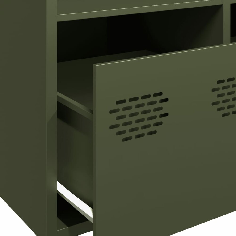 Kast 101x39x103 cm staal olijfgroen met vakken en lades