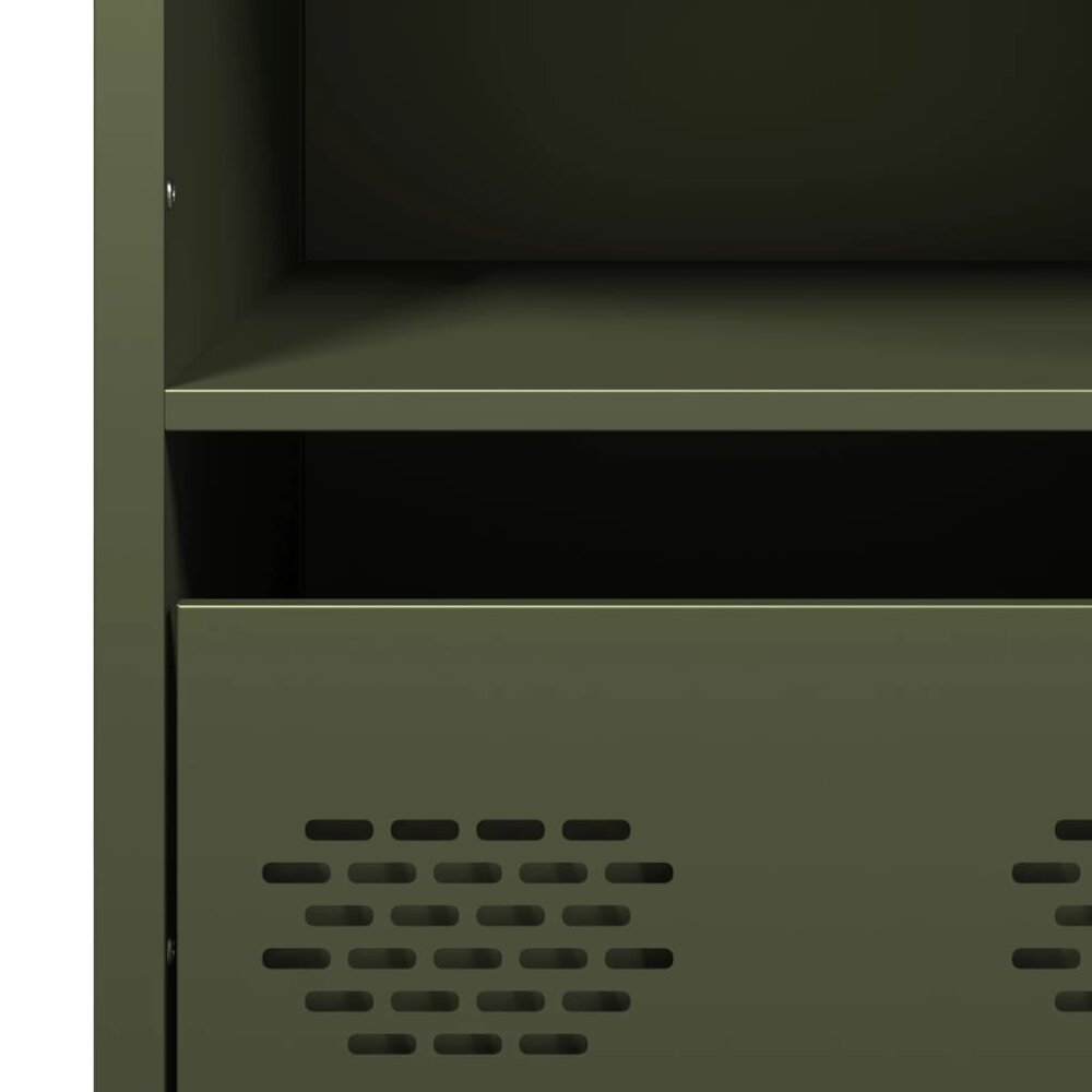 Kast 101x39x103 cm staal olijfgroen met vakken en lades