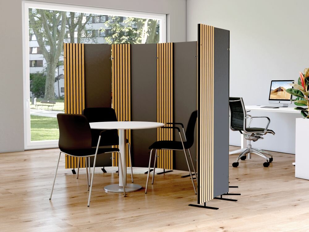 Kerkmann - Roomdivider Oxford - antraciet met eiken - geluiddempend kamerscherm