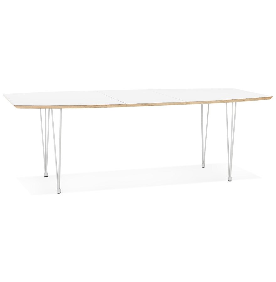Eettafel Tadam - Wit blad met witte poten - Uitschuifbaar - 170(220-270)x100 cm 