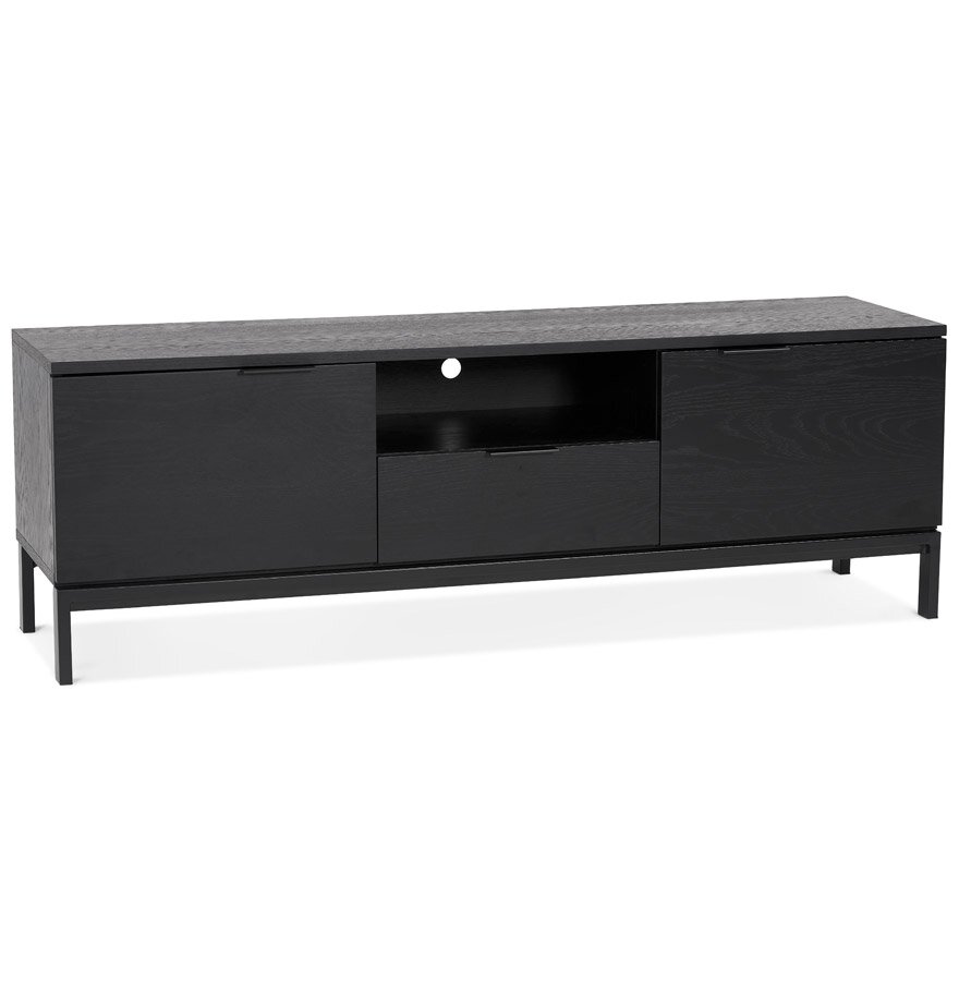 Tv-meubel &#039;CATODIK&#039; van hout en zwart metaal - strak design