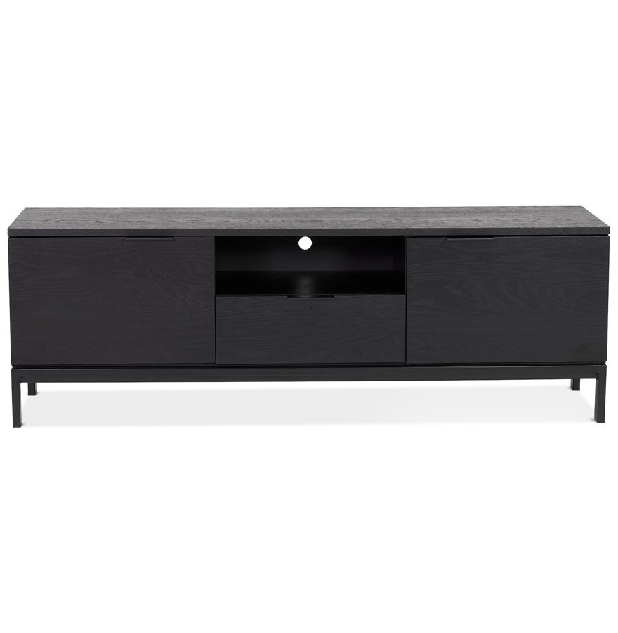 Tv-meubel &#039;CATODIK&#039; van hout en zwart metaal - strak design