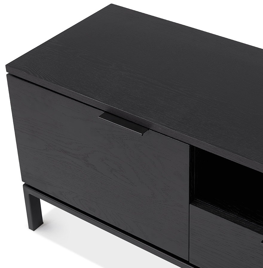 Tv-meubel &#039;CATODIK&#039; van hout en zwart metaal - strak design