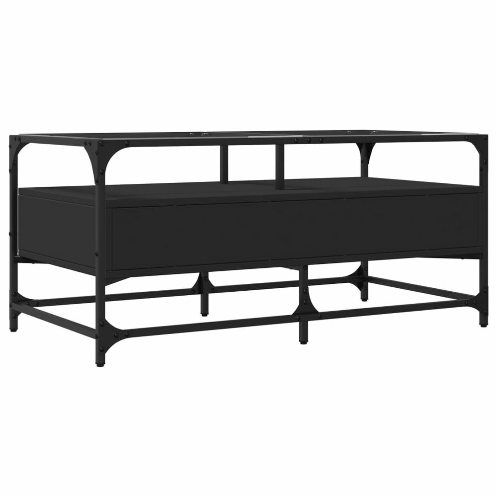 Salontafel Casimir met lades en glazen blad 98,5x50x45 cm staal