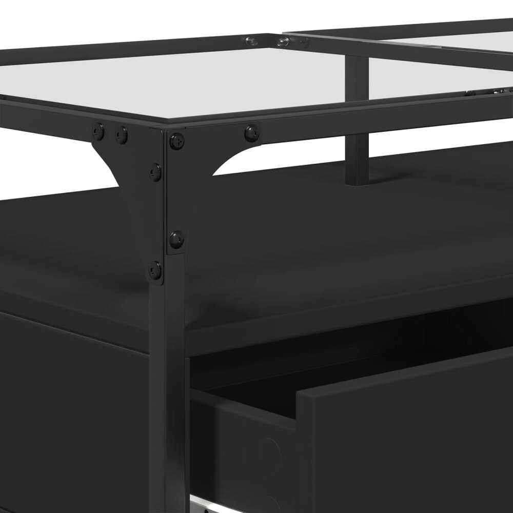 Salontafel Casimir met lades en glazen blad 98,5x50x45 cm staal