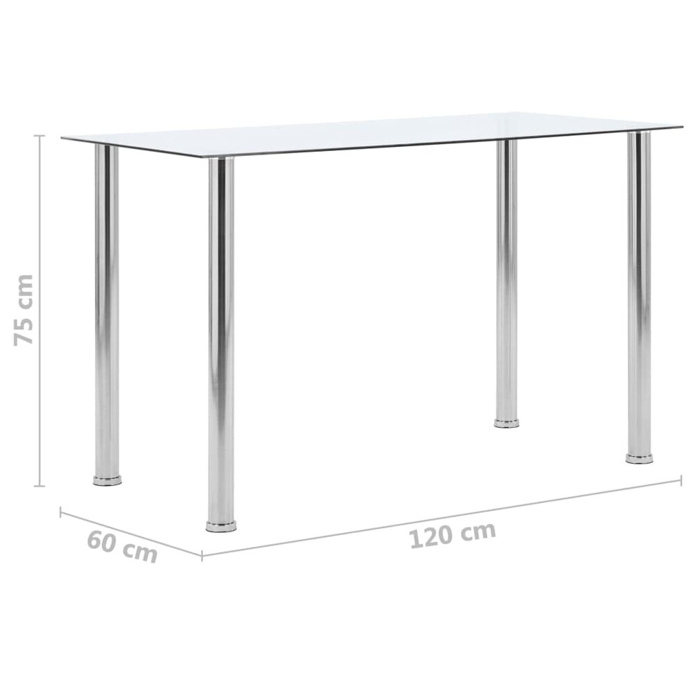 Smalle Eettafel Calli 120x60x75 cm gehard glas transparant