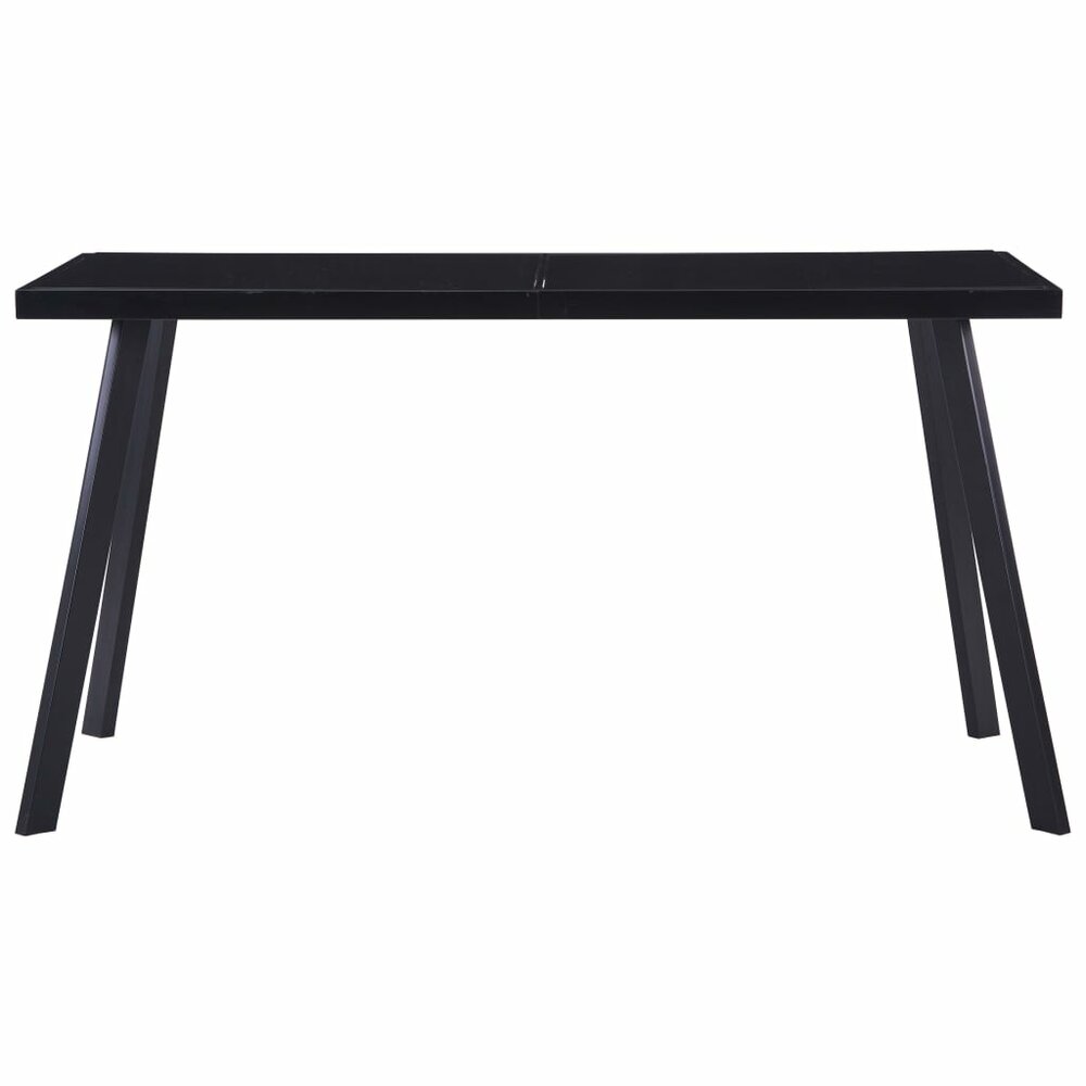 Smalle Eettafel Marvin 140x70x75 cm gehard glas zwart