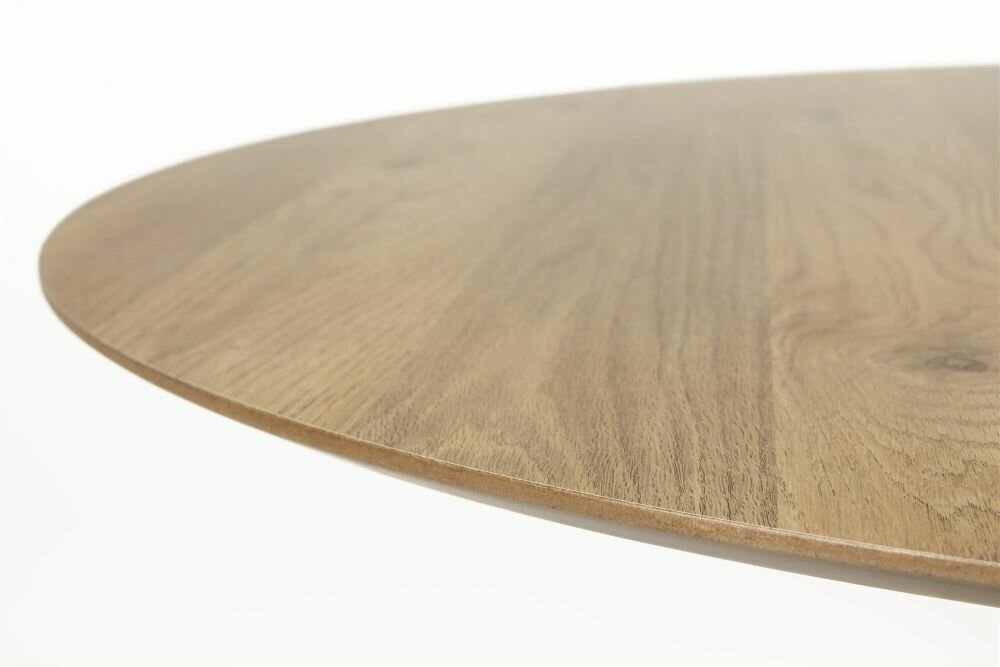 Eettafel Steven rond 110x110 cm - licht bruin eiken hout met metaal