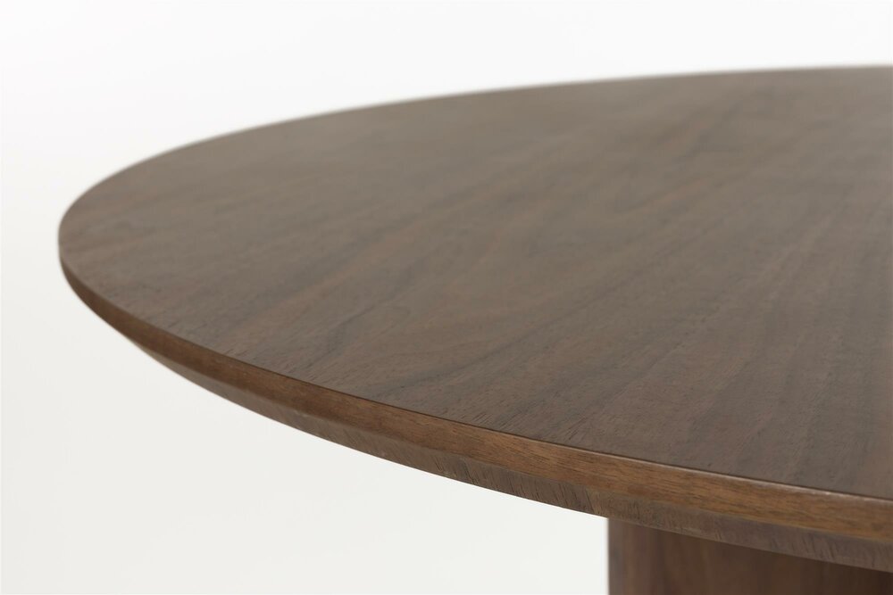 Eettafel Laurent walnut - rond 120x120 cm - donker bruin walnoten hout