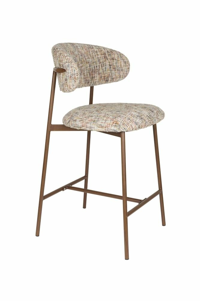 Counter chair Claes - Set 2 krukken - Stof multiclour - Poten hout