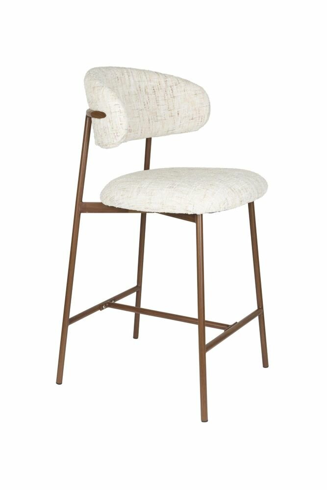 Counter chair Claes - Set 2 krukken - Stof offwhite - Poten hout