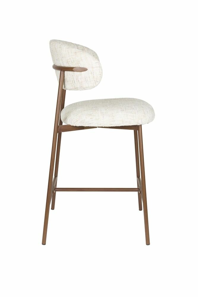 Counter chair Claes - Set 2 krukken - Stof offwhite - Poten hout