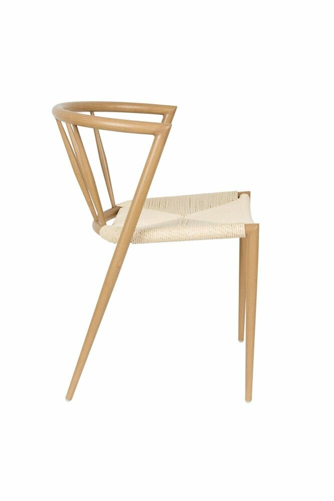 Eetkamerstoel CHE naturel - Set 2 - gevlochten zitting - metalen poten - beige