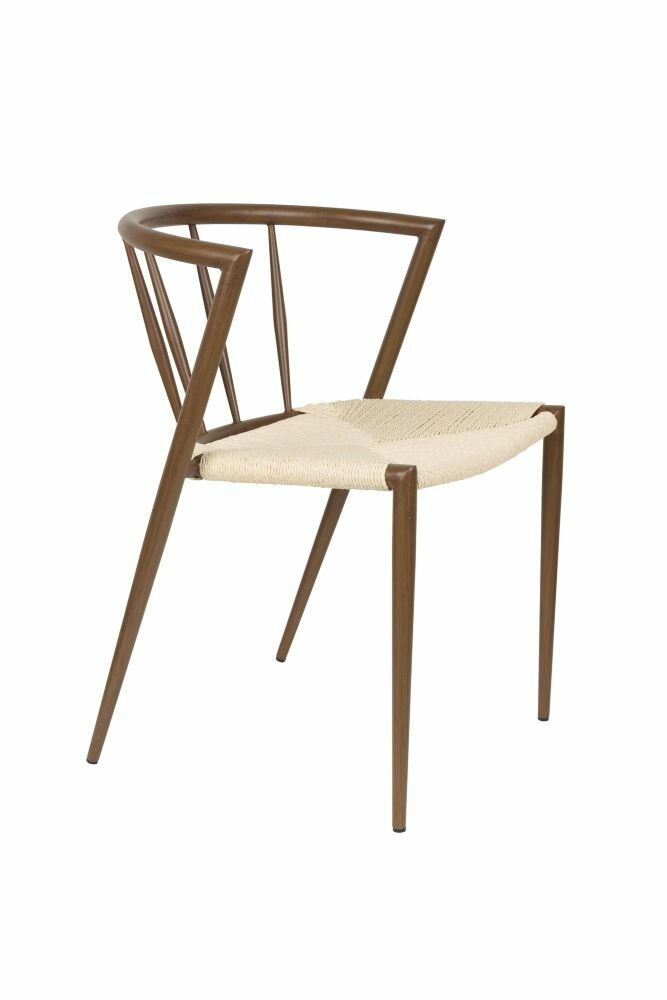 Eetkamerstoel CHE walnut- Set 2 - gevlochten zitting - metalen poten - walnoten