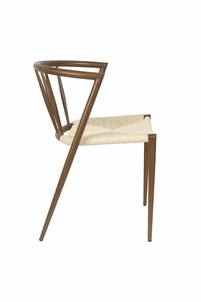 Eetkamerstoel CHE walnut- Set 2 - gevlochten zitting - metalen poten - walnoten