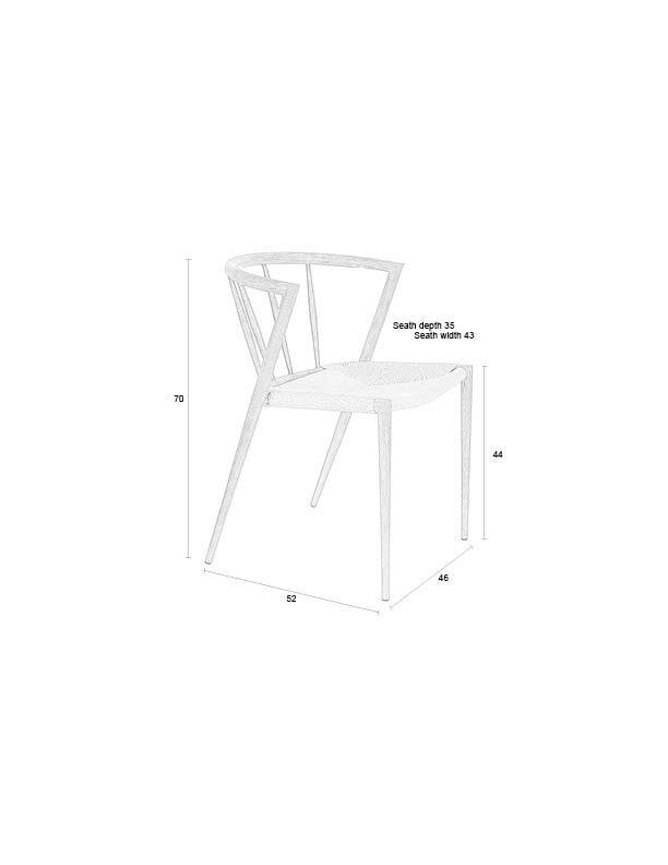 Eetkamerstoel CHE walnut- Set 2 - gevlochten zitting - metalen poten - walnoten