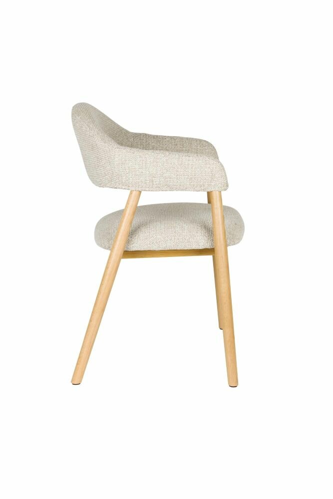 Eetkamerstoel Indy naturel - Set 2 - zitting stof beige - poten eikenhout 