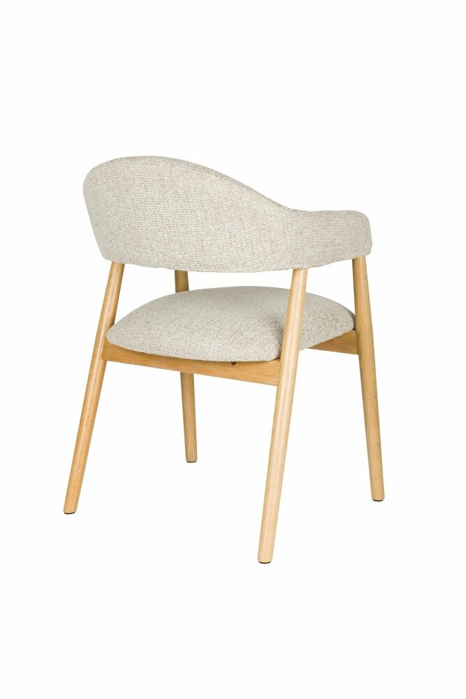 Eetkamerstoel Indy naturel - Set 2 - zitting stof beige - poten eikenhout 