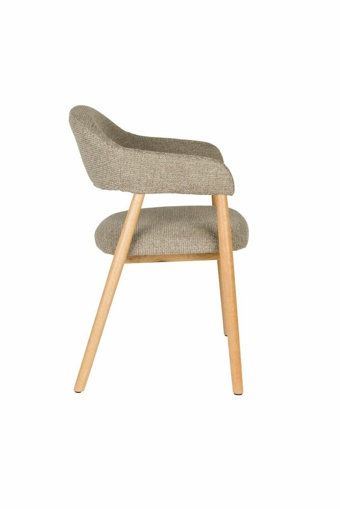 Eetkamerstoel Indy naturel - Set 2 - zitting stof bruin- poten eikenhout 