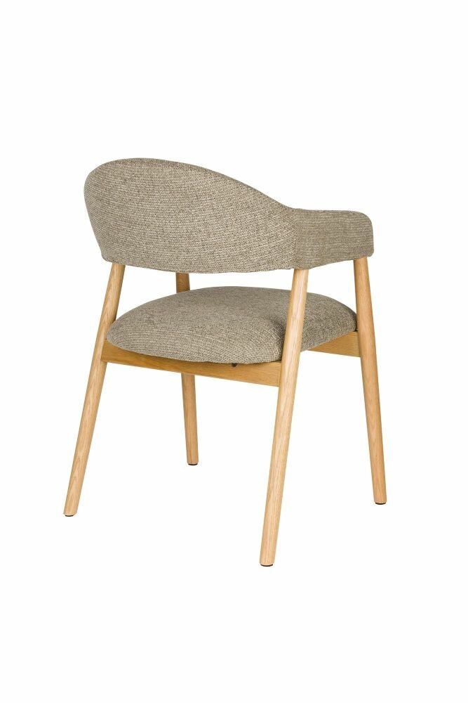 Eetkamerstoel Indy naturel - Set 2 - zitting stof bruin- poten eikenhout 