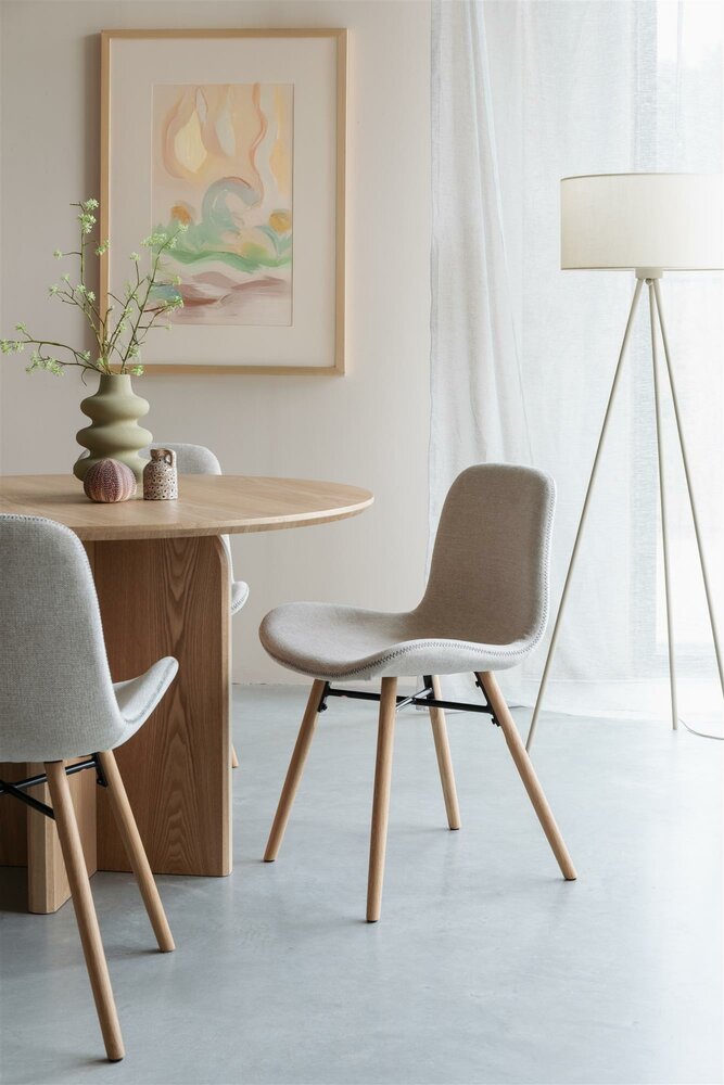 Eetkamerstoel Lester beige - Set 2 - gevlochten zitting - metalen poten 