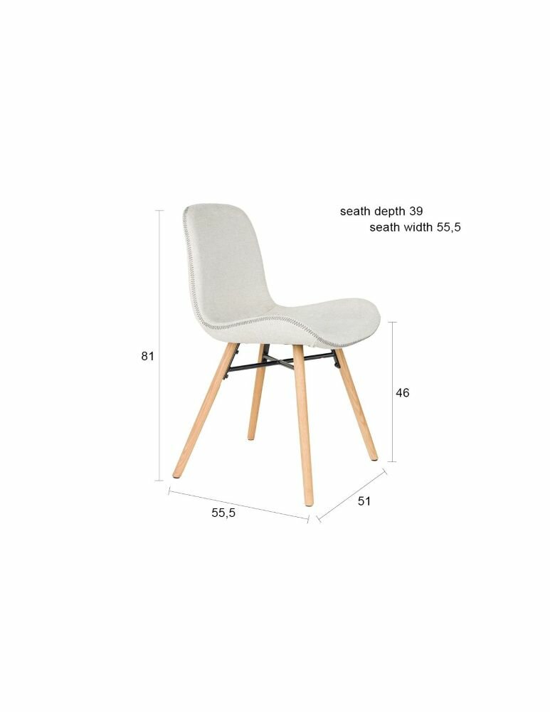 Eetkamerstoel Lester beige - Set 2 - gevlochten zitting - metalen poten 