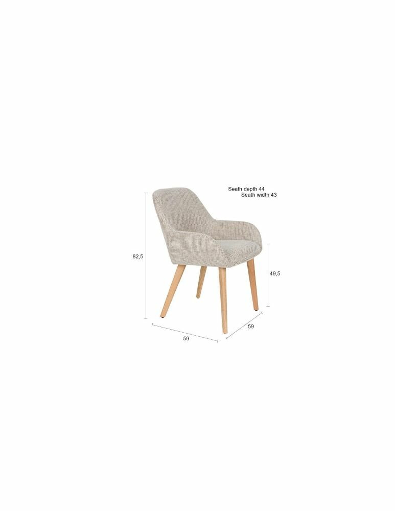 Eetkamerstoel Loua bruin - Set 2 - zitting stof - poten hout 
