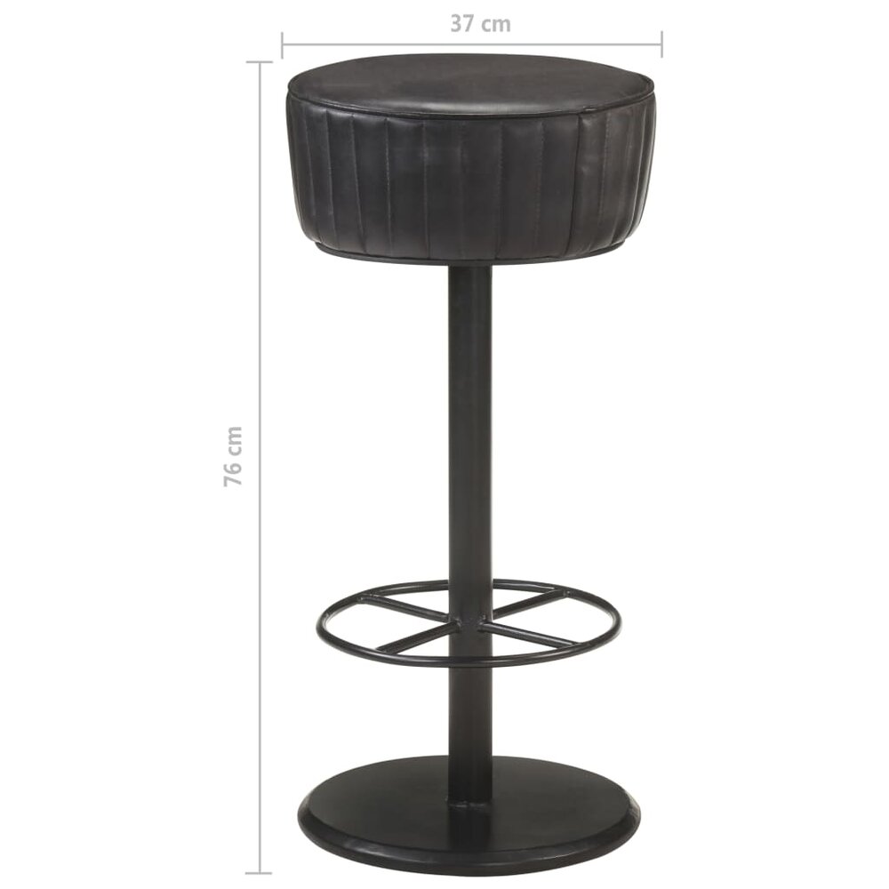 Barkruk Toog echt leer zwart - 76cm hoog