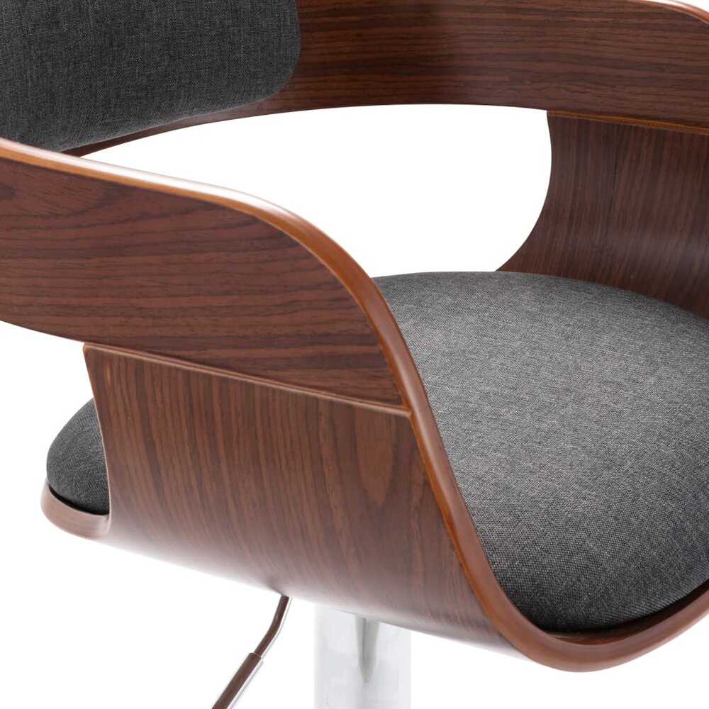Barkruk Conrad hout walnut en stof grijs - Hoogte verstelbaar