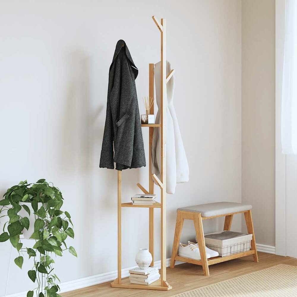 Kapstok Namen met haken en schappen 39x33x166 cm bamboe