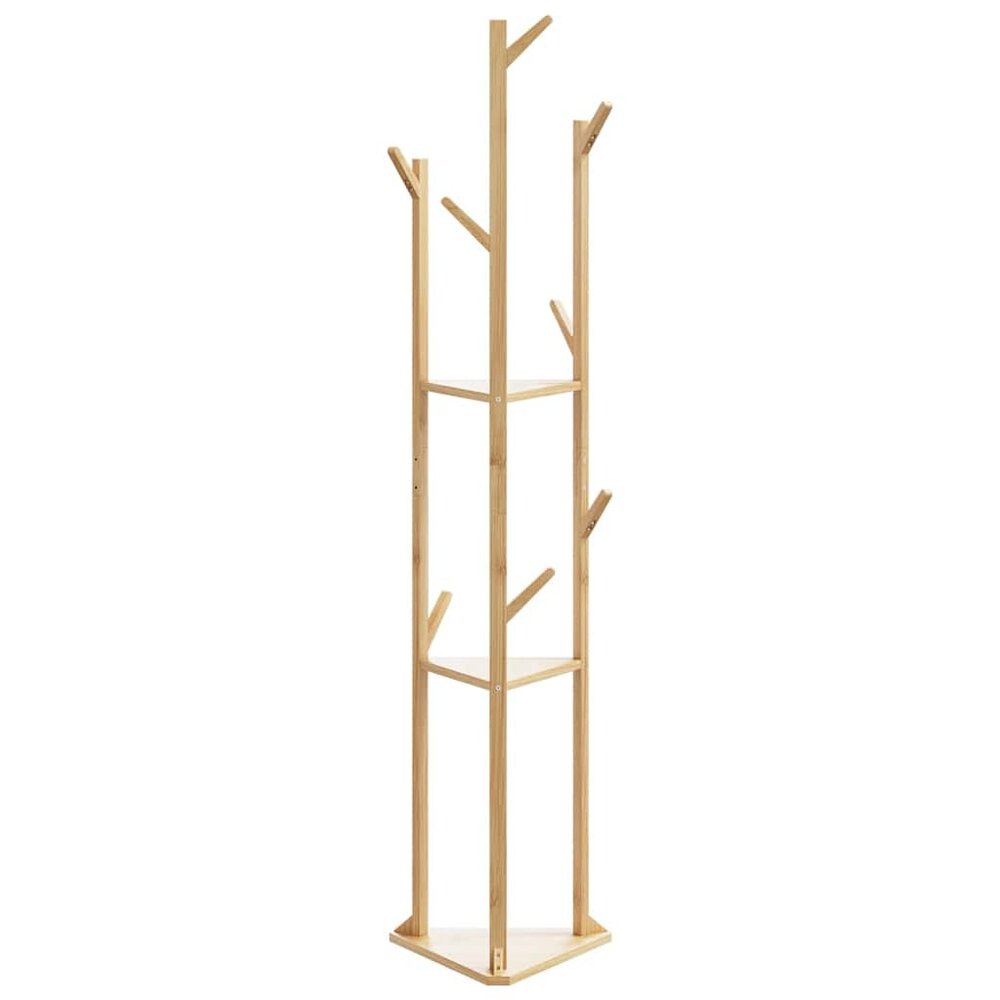 Kapstok Namen met haken en schappen 39x33x166 cm bamboe