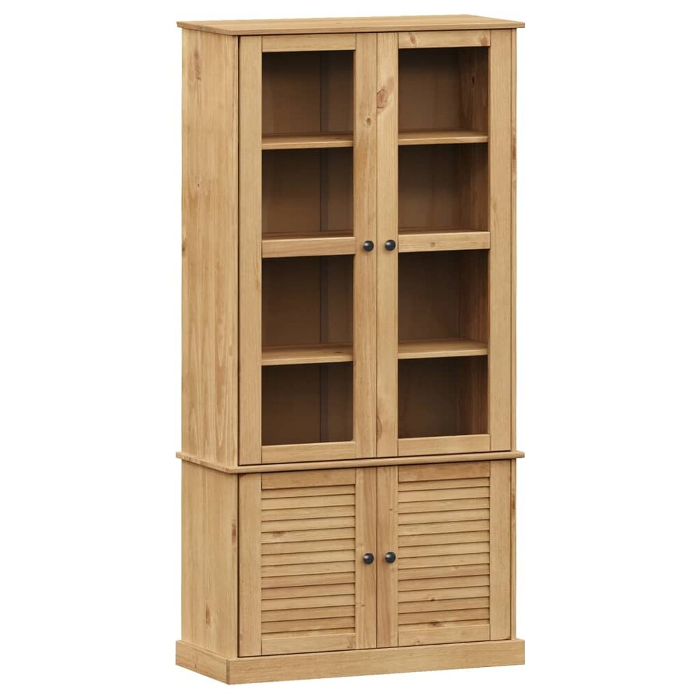 Vitrinekast VIGO 85x35x170 cm massief licht bruin grenenhout
