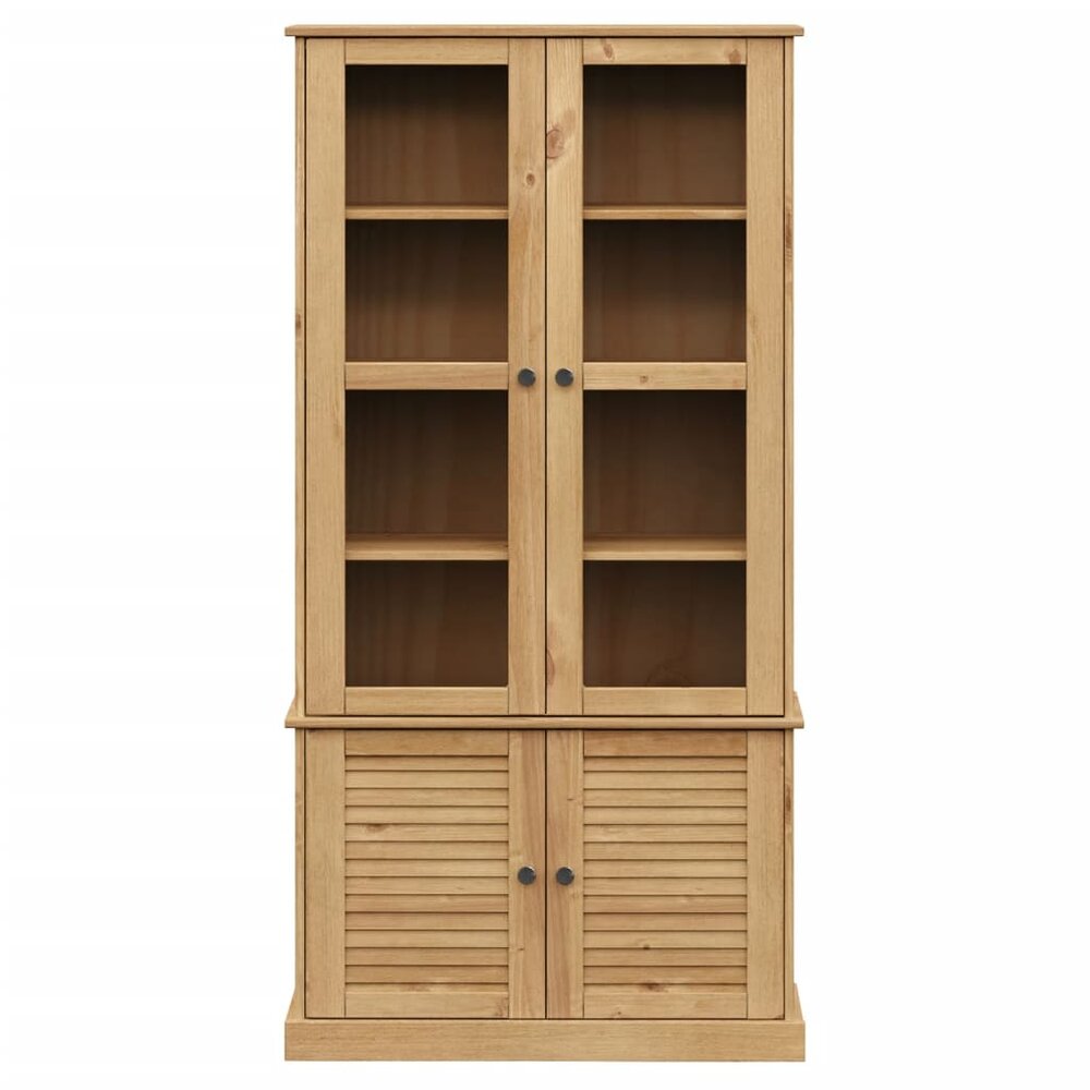 Vitrinekast VIGO 85x35x170 cm massief licht bruin grenenhout